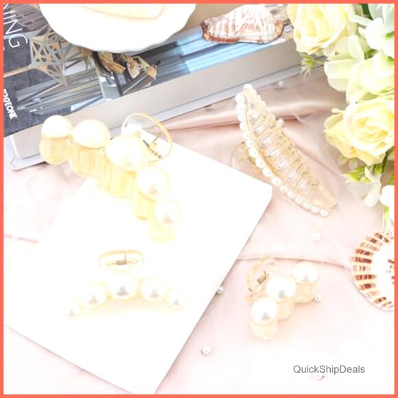 Pearl Hair Claw Clips for Thick Thin Curly Hair Accessories - Picture 6 of 6